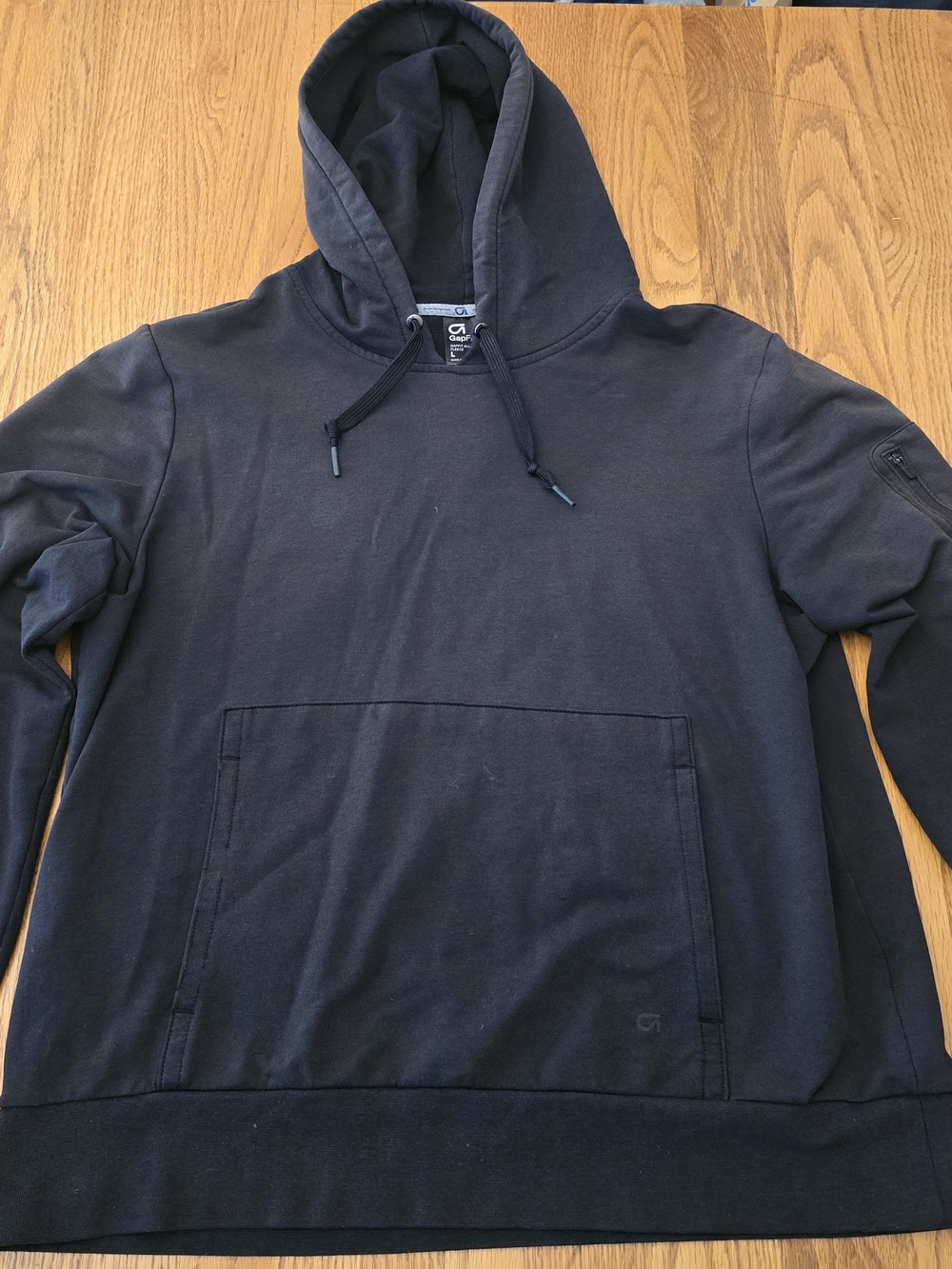 GapFit All Elements Fleece Hoodie Large Black Pullover